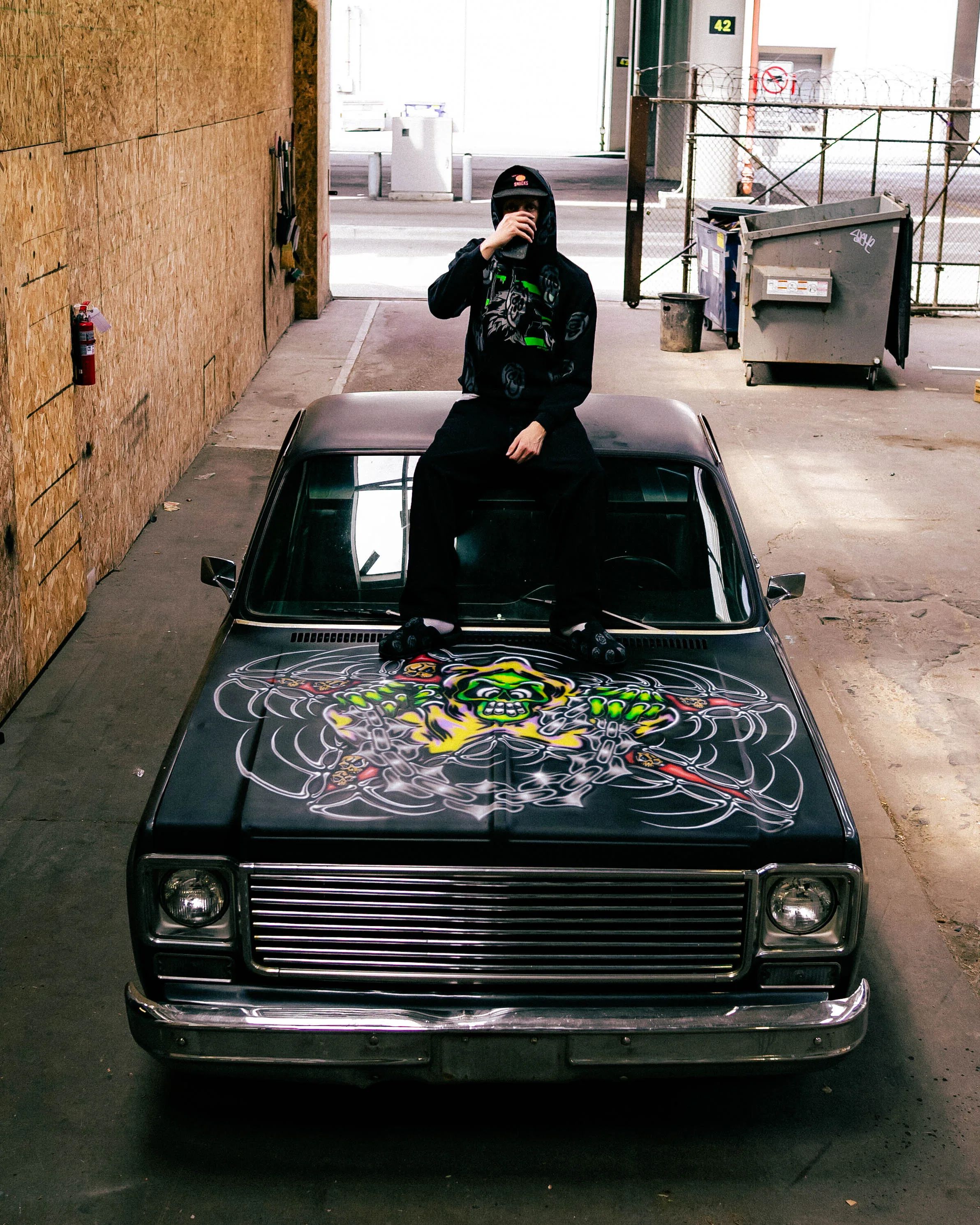 The finished reaper hood on a lowered pickup